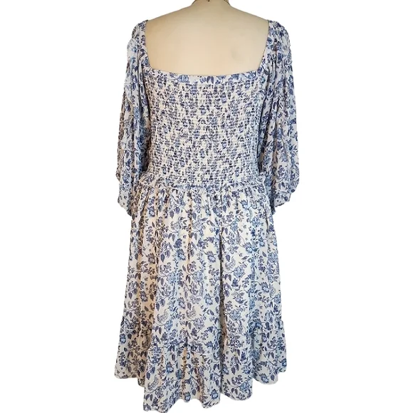 Super Natural by Secret Mission Chiffon smocked floral boho greenport dress - Picture 8 of 13